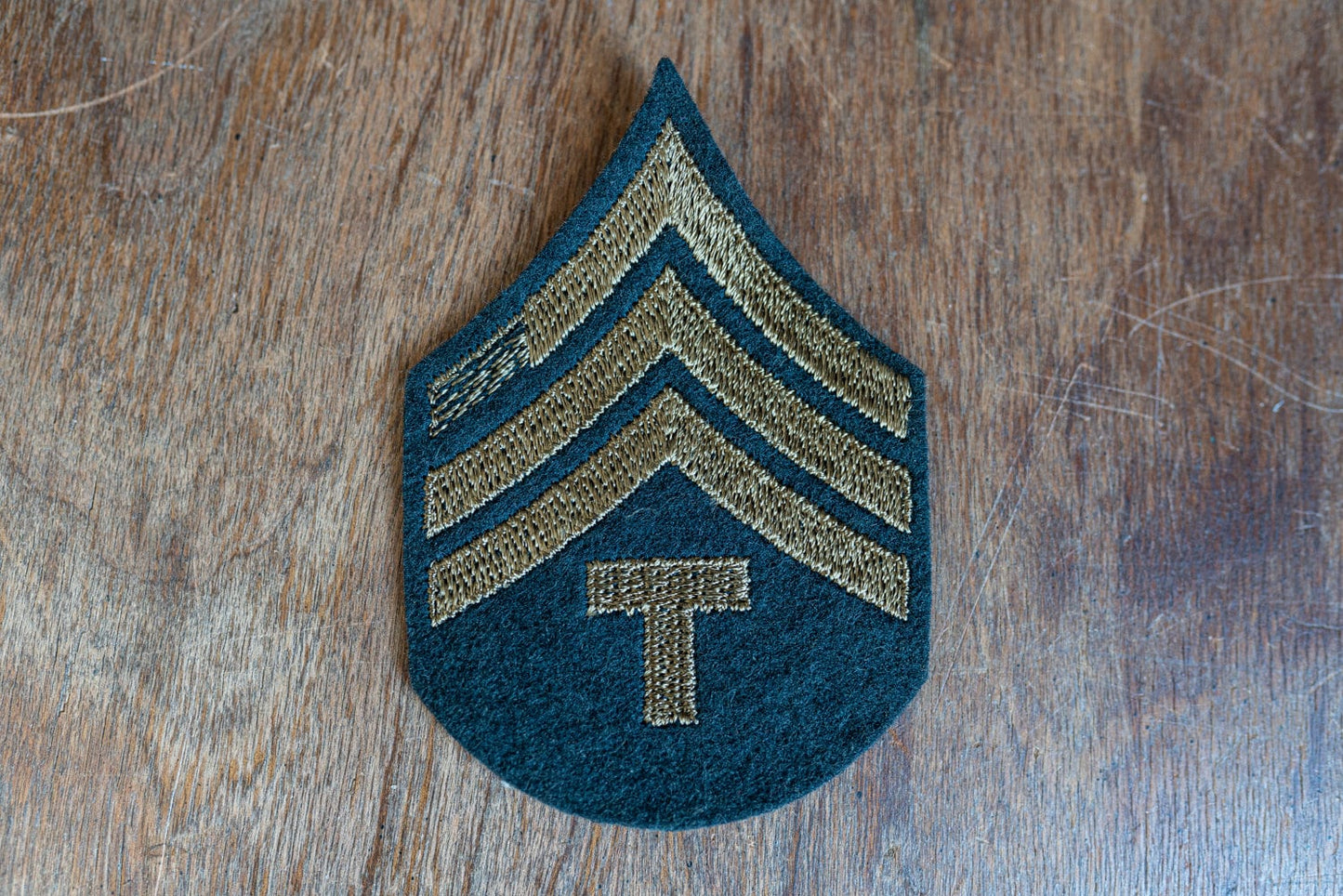 Vintage WWII US Army Tech Sergeant Fourth Class Cloth Patch - Black