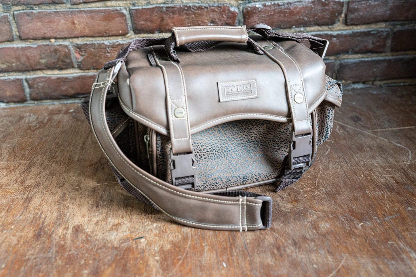 Large Brown Camera Bag - Circa 1970's - Faux Alligator