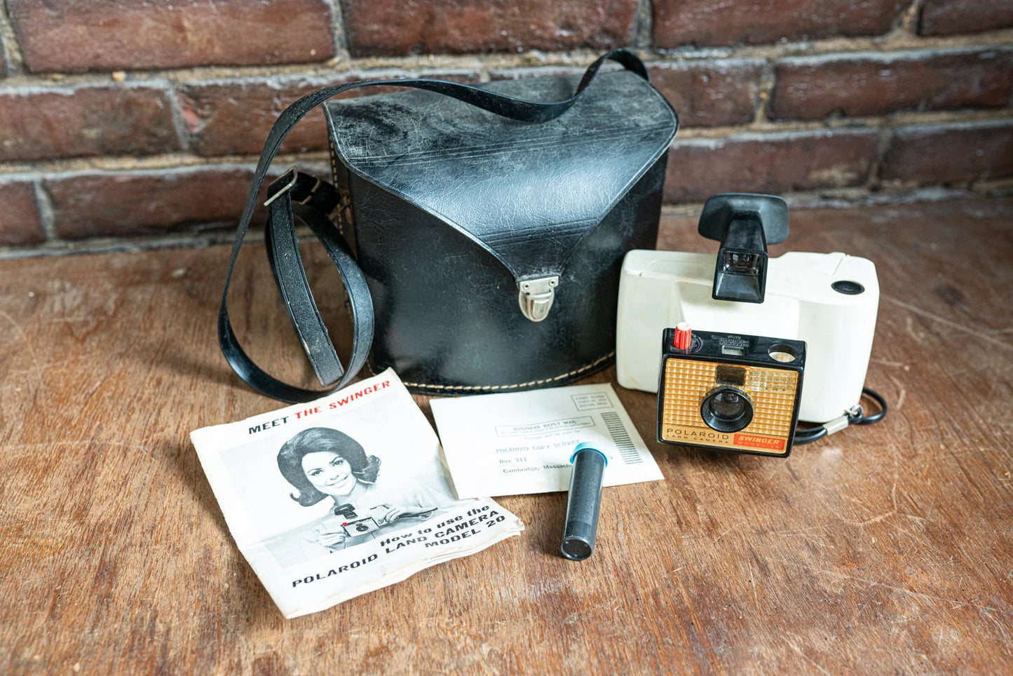 Polaroid Land Camera Swinger Model 20 w/ Case, Print Coater, Manual - AS IS