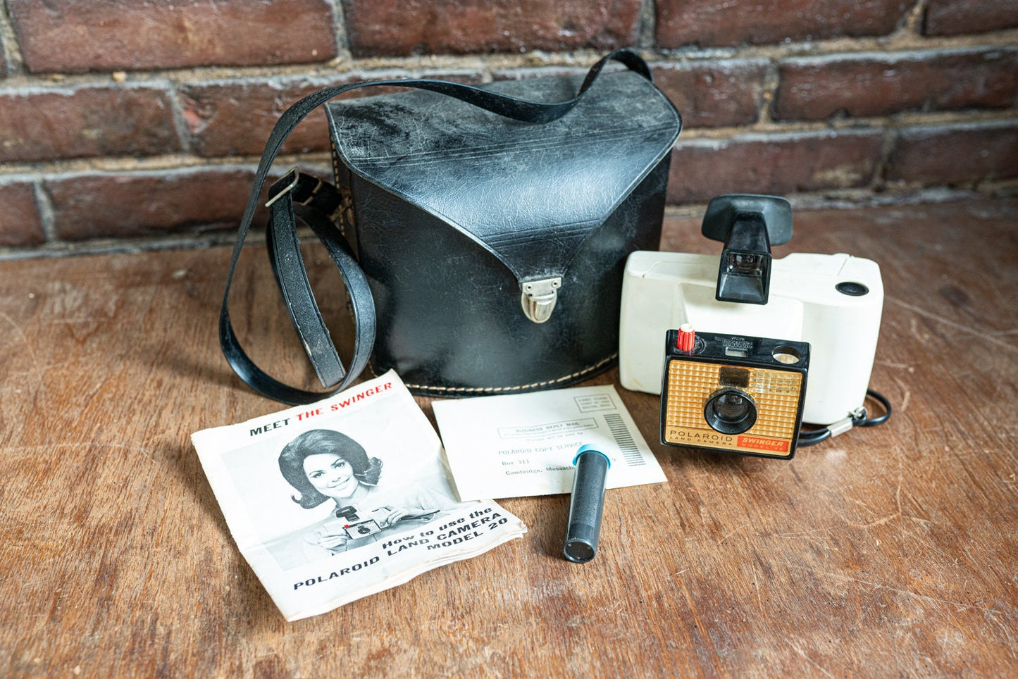 Polaroid Land Camera Swinger Model 20 w/ Case, Print Coater, Manual - AS IS