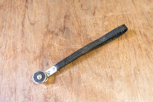 Vintage Black Leather Camera Wrist Strap - Heavy Duty