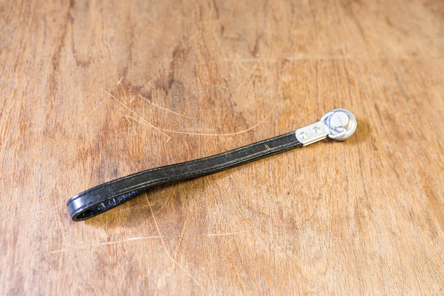 Vintage Black Leather Camera Wrist Strap - Heavy Duty