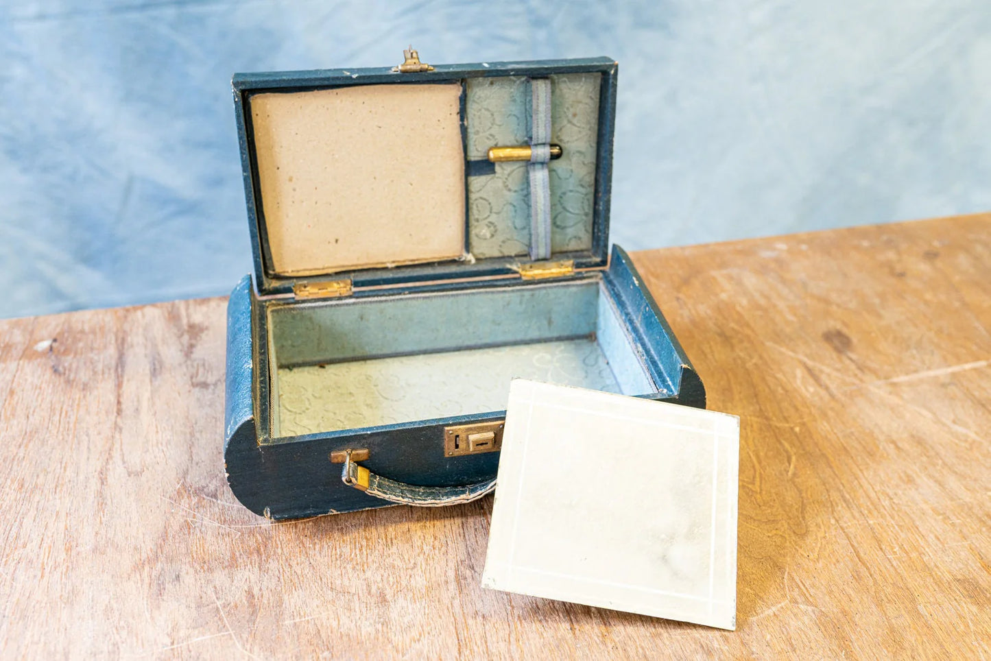 Vintage Art Deco Camera VANITY Case Style Purse - Aqua
