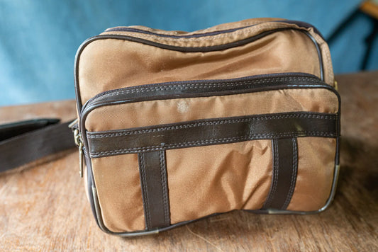Vintage Tan and Brown Camera Bag - Circa 1970s