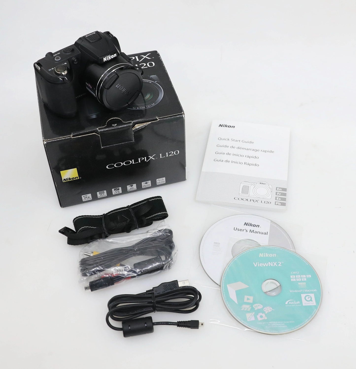 2010 Nikon Coolpix L120 Digital Camera in Original Box - WORKS