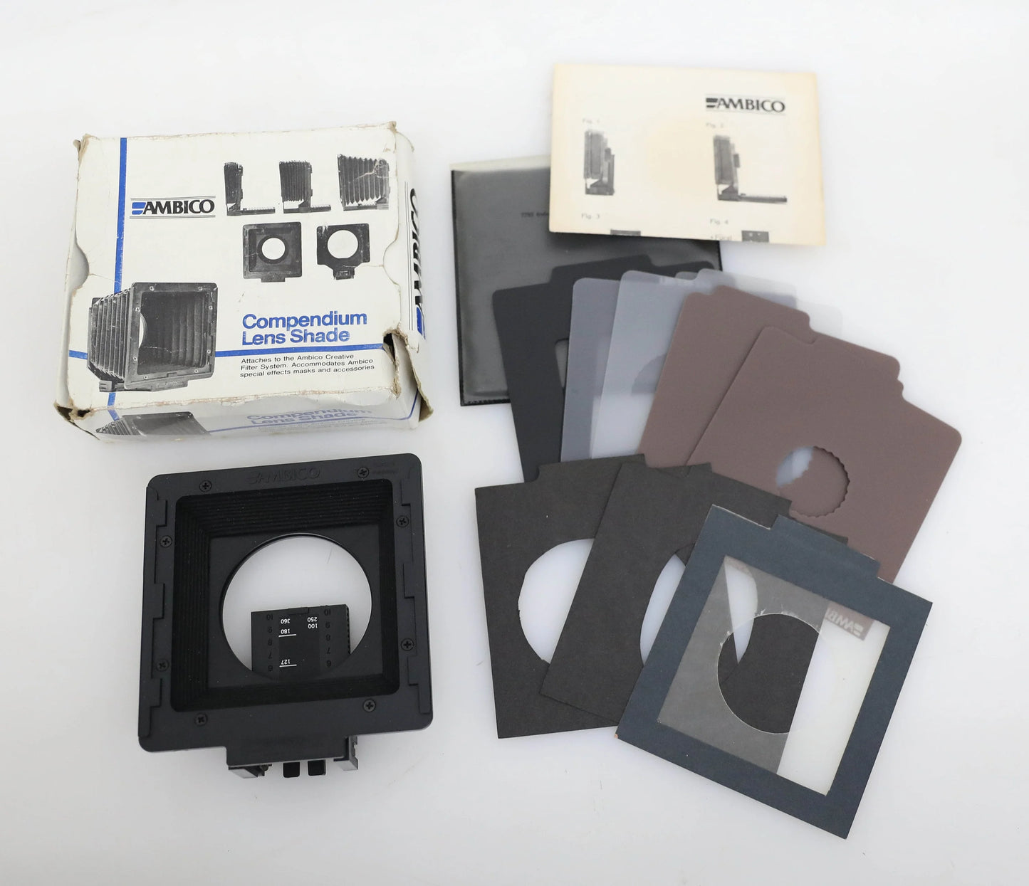 Ambico Compendium Lens Shade Hood with Medium Format Vignette Set in Box