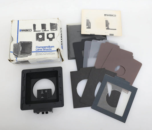 Ambico Compendium Lens Shade Hood with Medium Format Vignette Set in Box