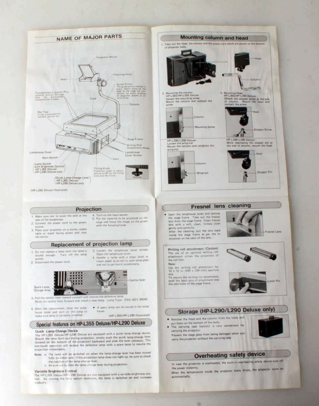 Manual for ELMO Projector HP-L355/Deluxe & HP-L290/Deluxe