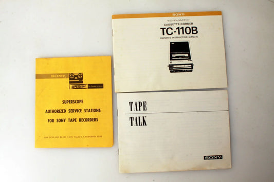 Sony Matic Tape Recorder TC-110B Owners Manual & Info