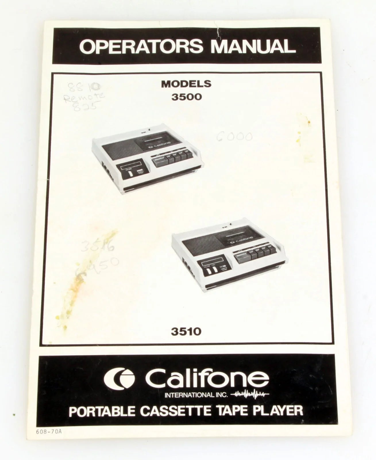 Owners Manual for Califone Tape Player