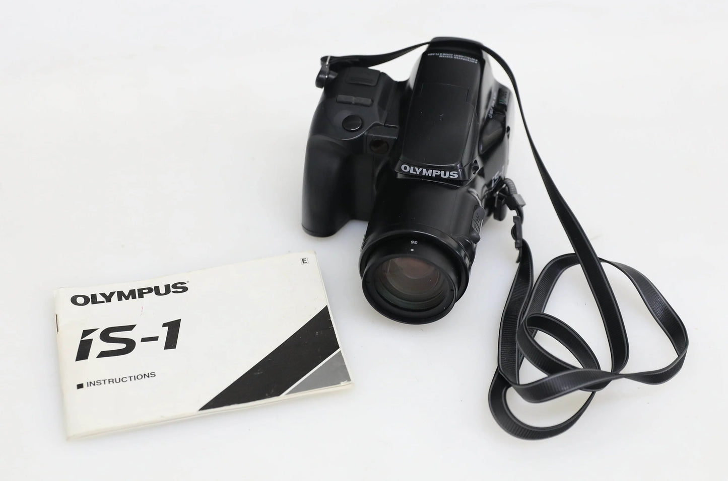 Vintage Olympus IS-1 AF 35mm Film Camera with Built-in Flash, Manual, and Strap
