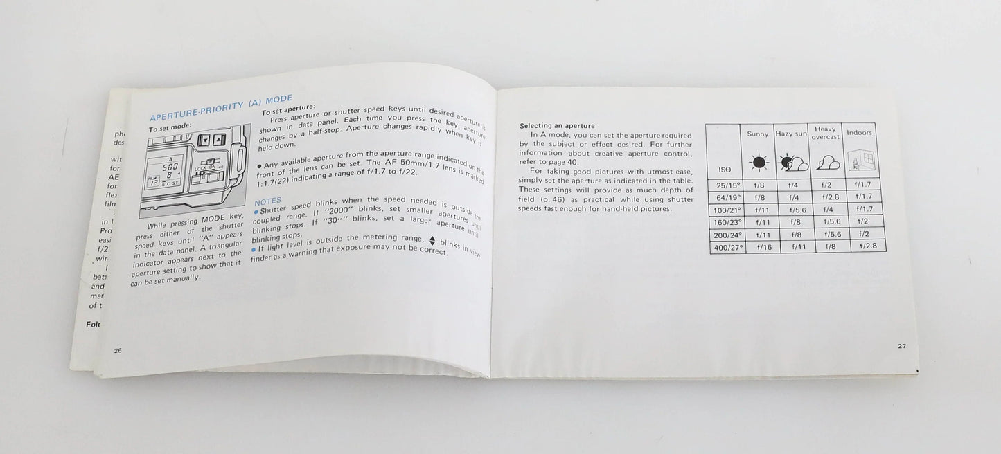 Vintage Minolta Maxxum 7000 Camera Owners Manual English