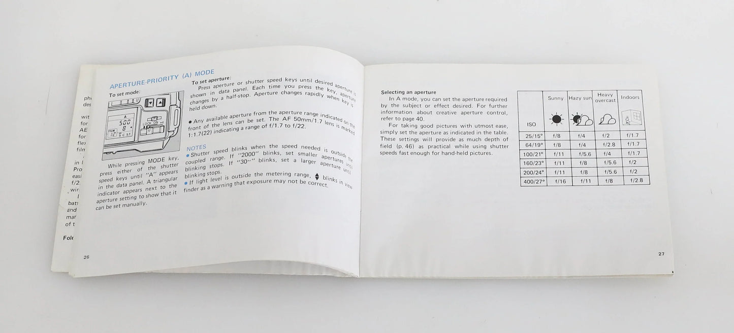 Vintage Minolta Maxxum 7000 Camera Owners Manual English