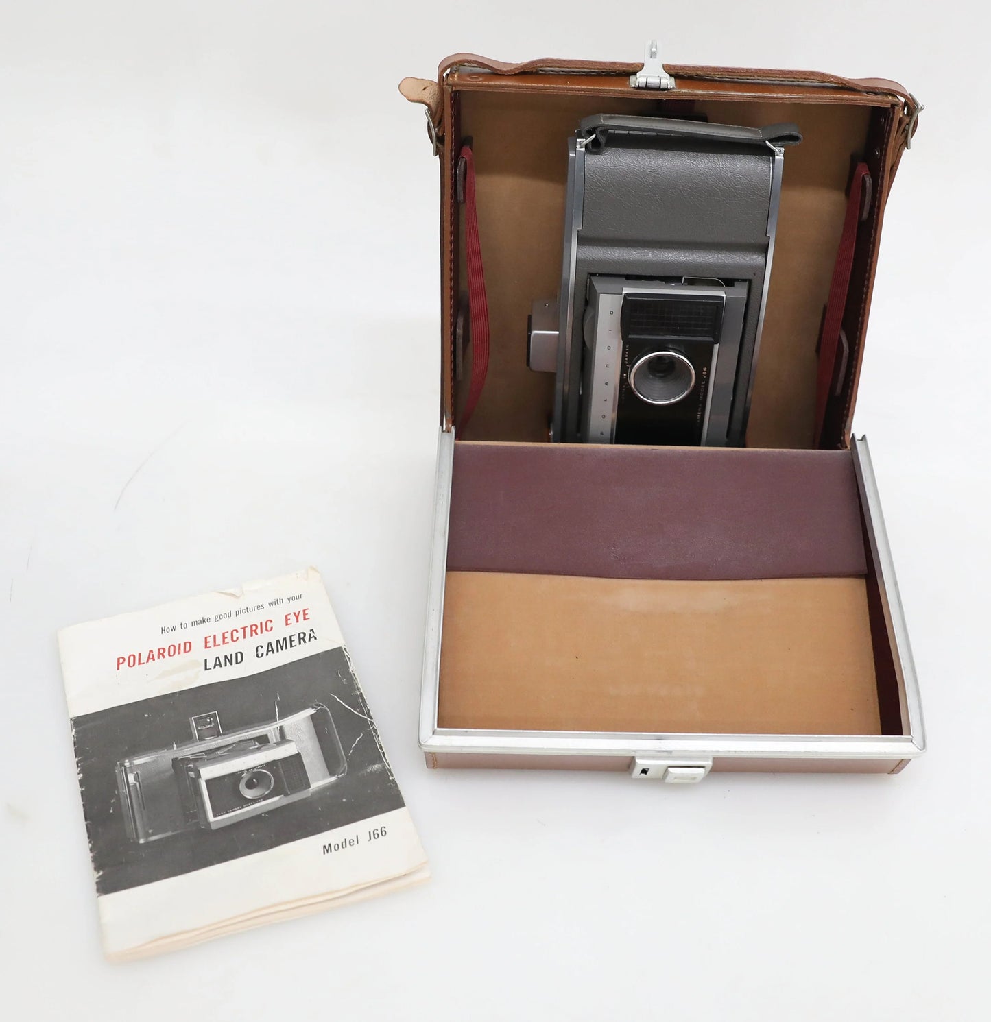 Polaroid Electric Eye Land Camera Model J66 in Leather Case with Manual