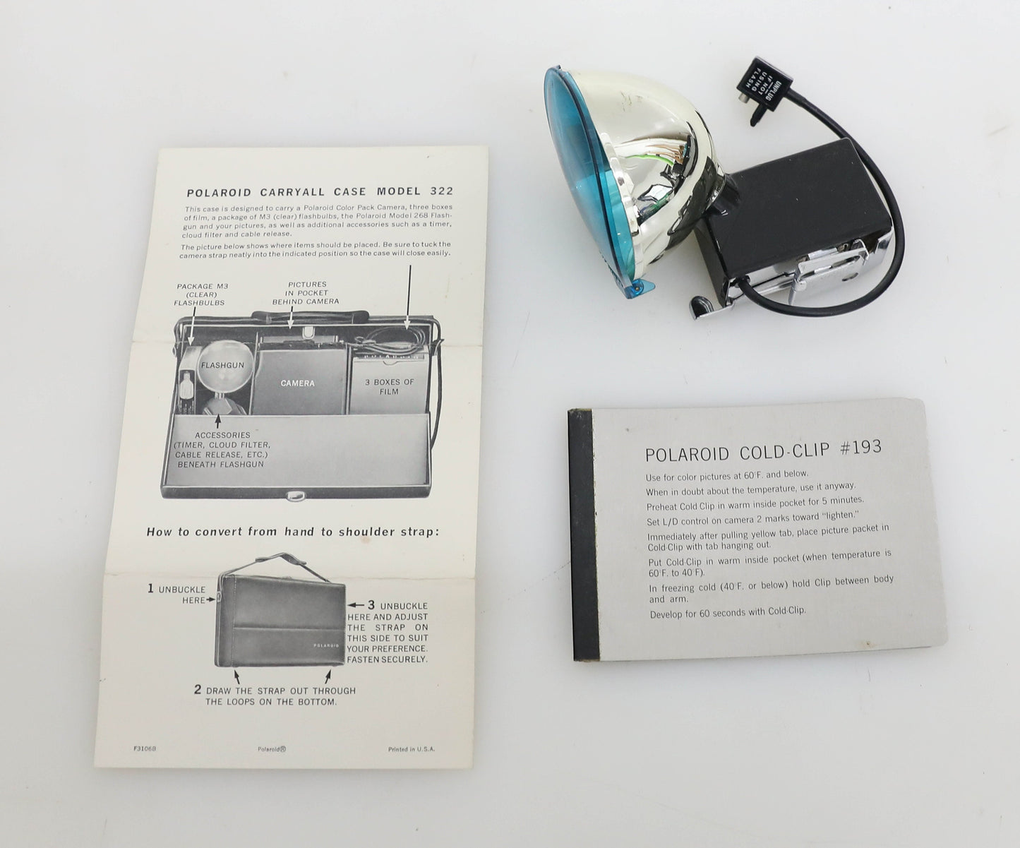 Vintage Polaroid Automatic 100 Land Camera with Case and Flash - PROP/DISPLAY