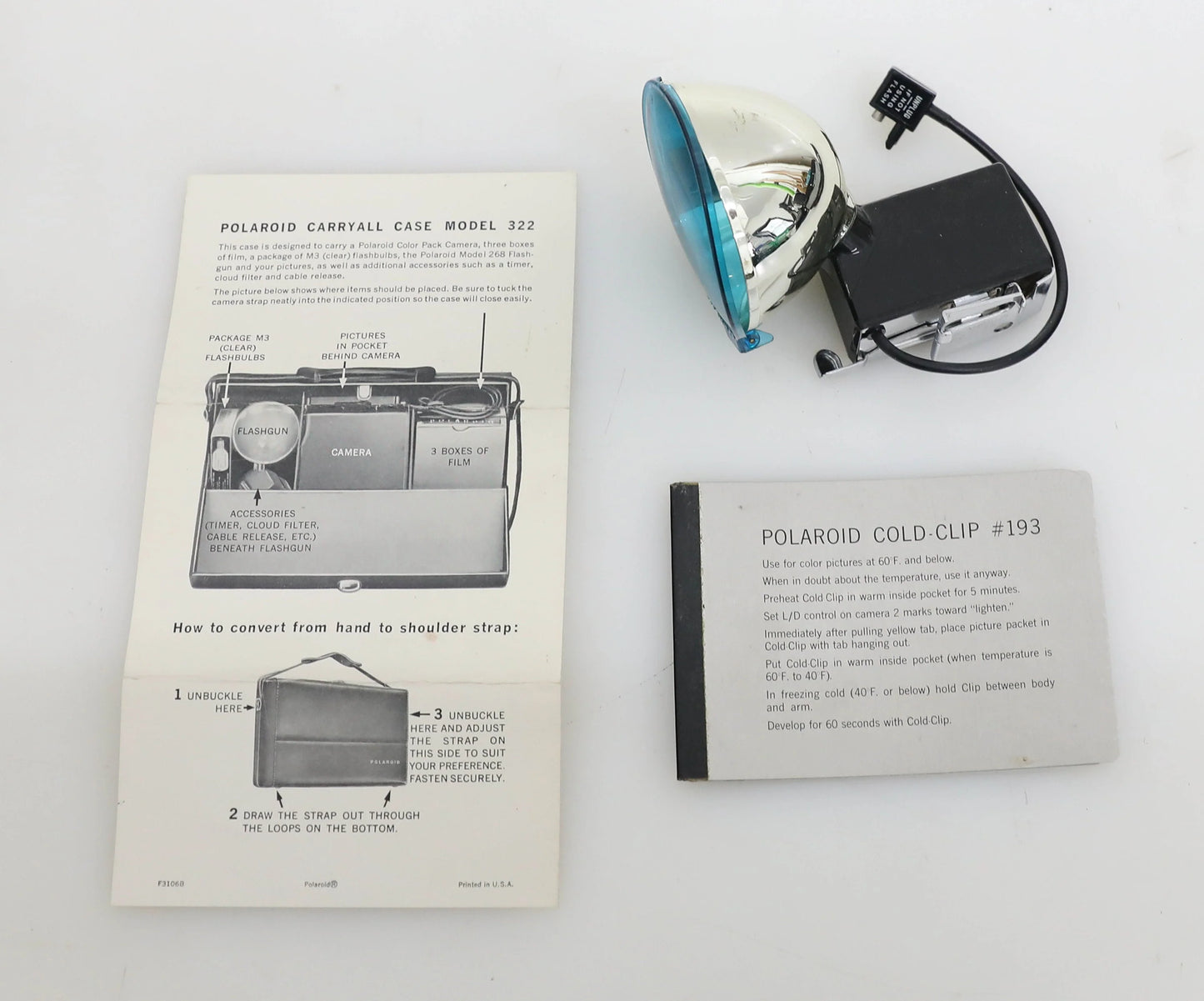 Vintage Polaroid Automatic 100 Land Camera with Case and Flash - PROP/DISPLAY