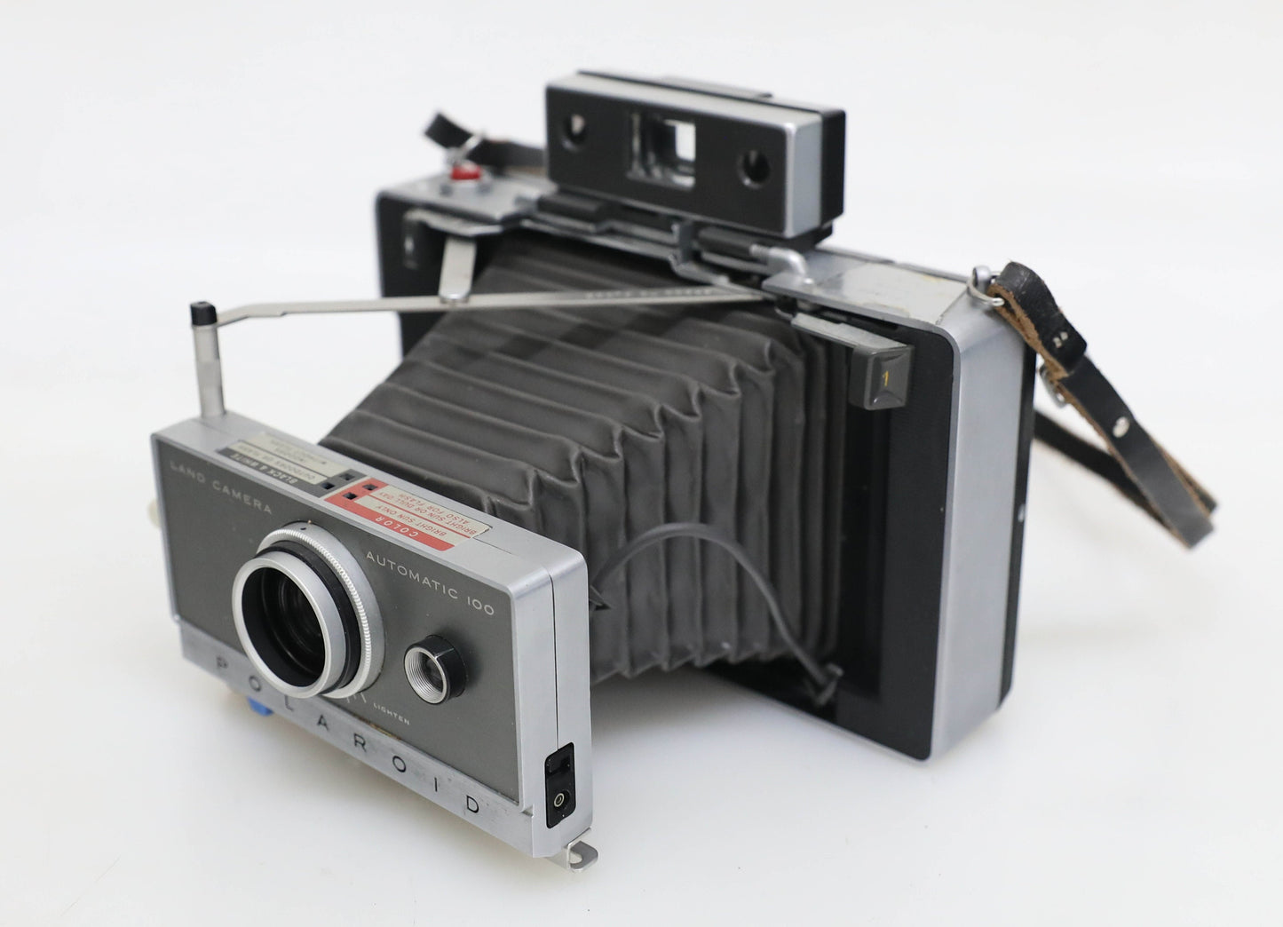 Vintage Polaroid Automatic 100 Land Camera with Case and Flash - PROP/DISPLAY