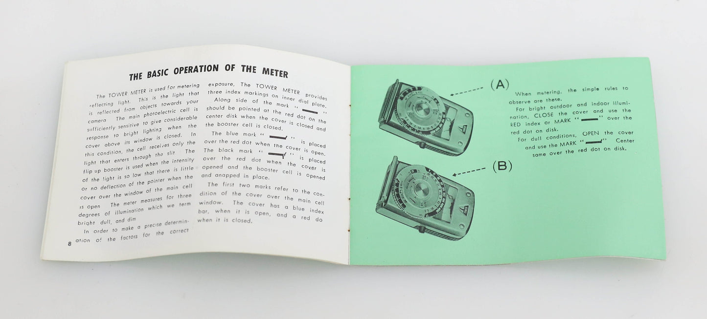 Vintage Sekonic Tower Meter Light Meter Instruction Manual No. 8879