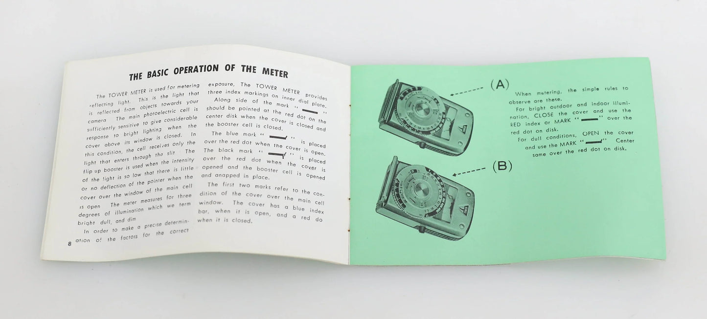 Vintage Sekonic Tower Meter Light Meter Instruction Manual No. 8879