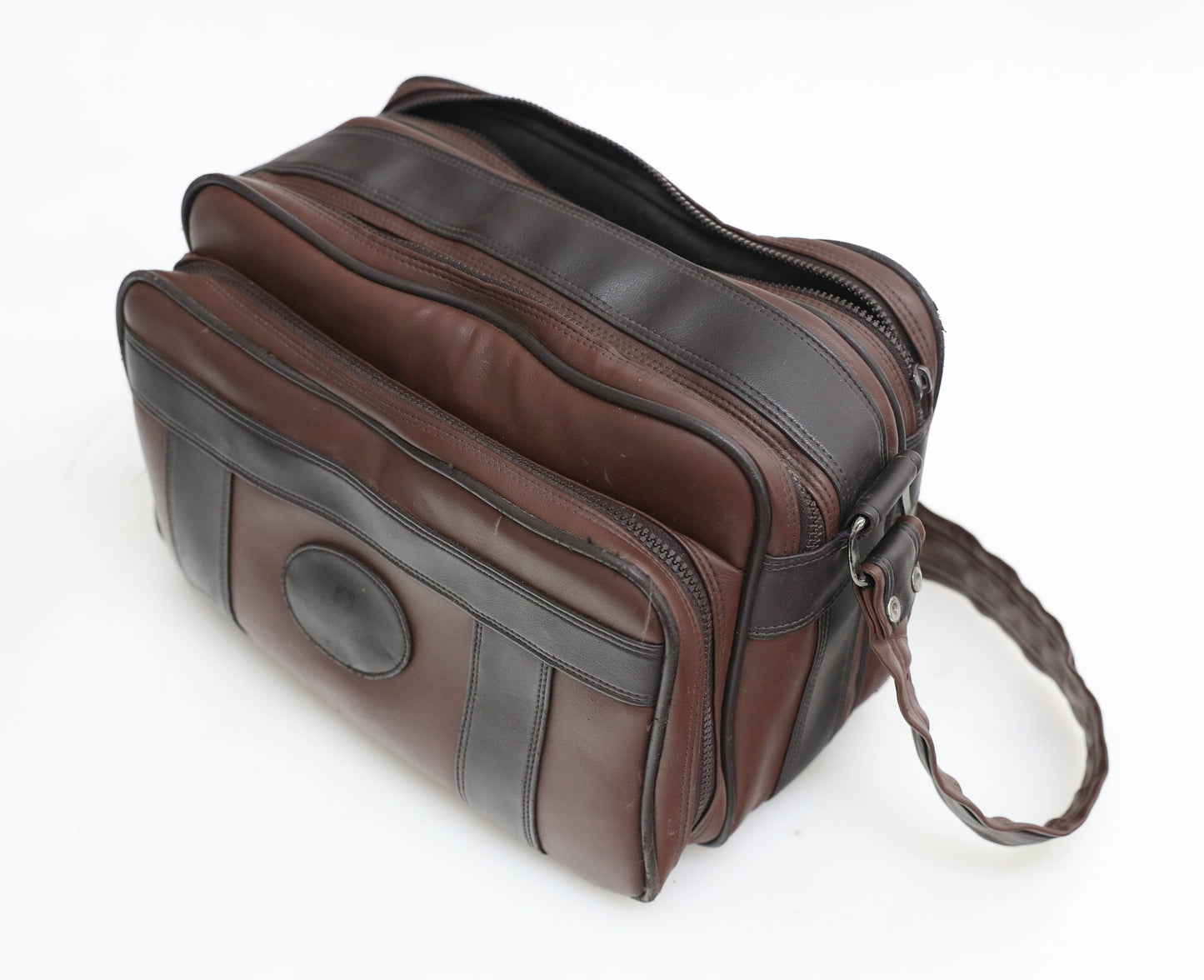 Vintage 1970s Diamond Camera Bag - Brown