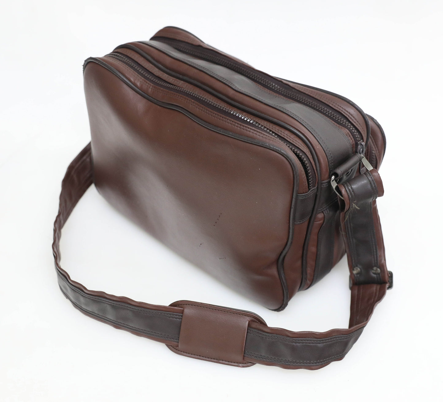 Vintage 1970s Diamond Camera Bag - Brown