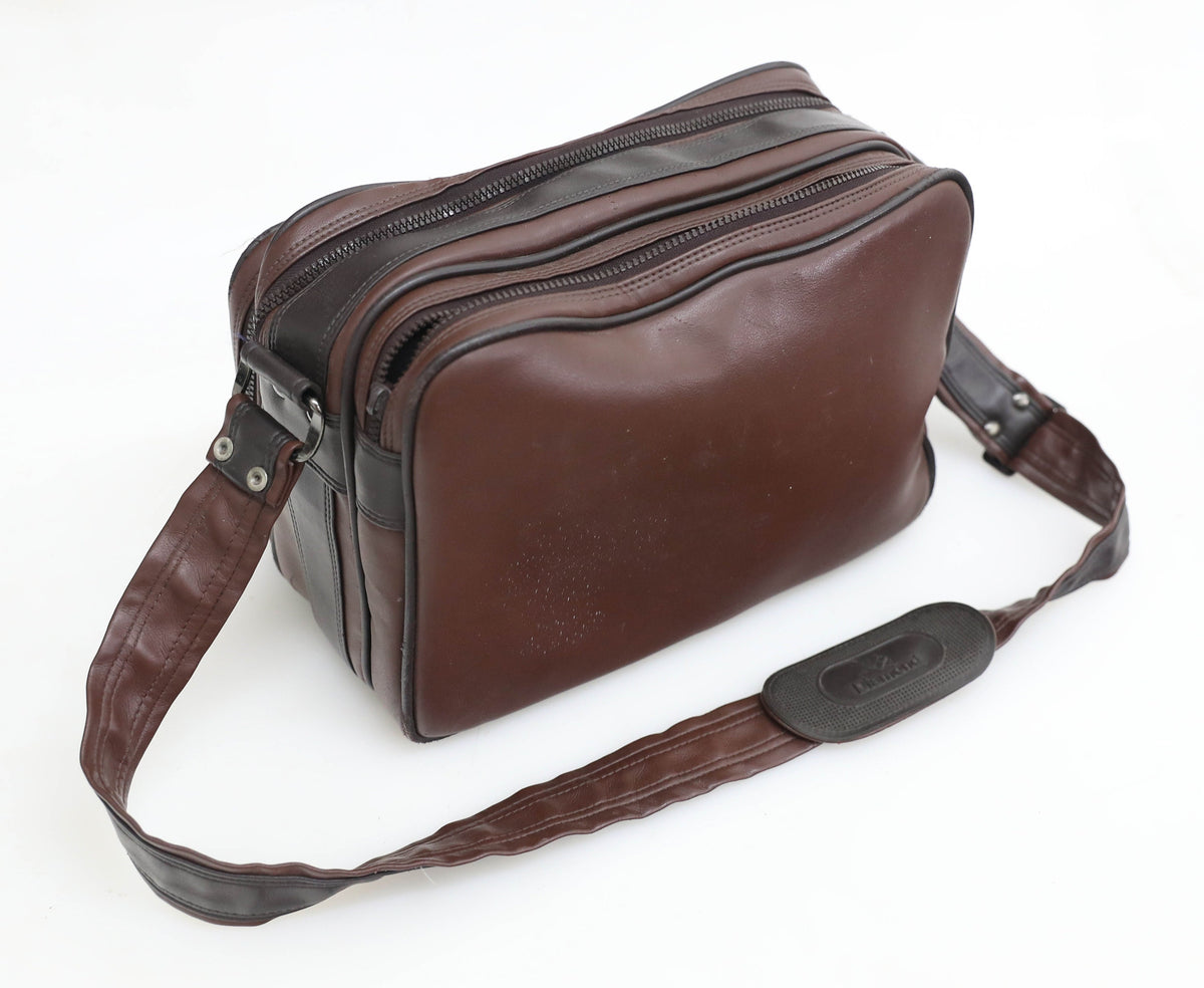 Vintage 1970s Diamond Camera Bag - Brown