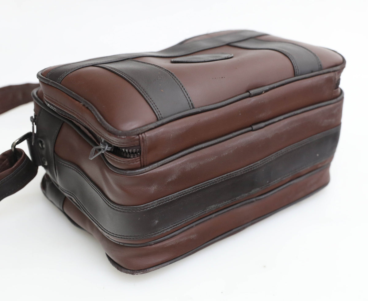 Vintage 1970s Diamond Camera Bag - Brown