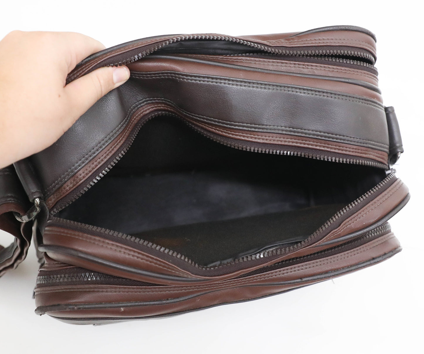 Vintage 1970s Diamond Camera Bag - Brown