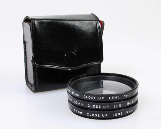 52mm VIVITAR CLOSE UP FILTERS, SET OF 3 IN CASE