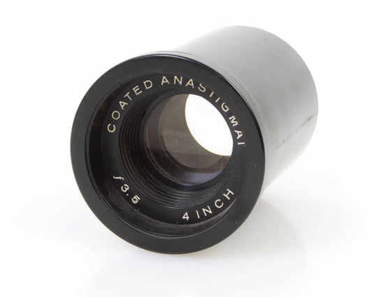 4 INCH COATED ANASTIGMAT F/3.5 PROJECTOR LENS, USED
