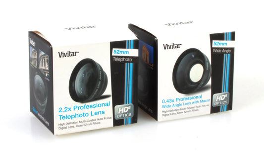 Vivitar 52mm Wide Angle and Telephoto Lens Package