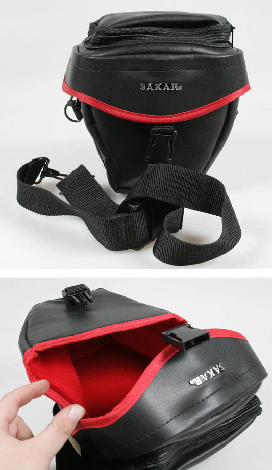 CAMERA CASE + STRAP BLACK/RED