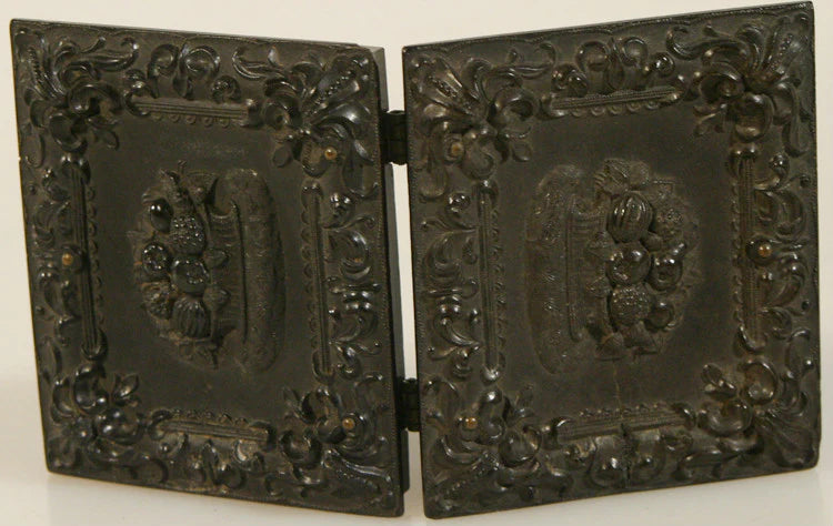 MAN AT DESK W/ 3  BOOKS AMBROTYPE IN UNION CASE NINTH PLATE 1850'S
