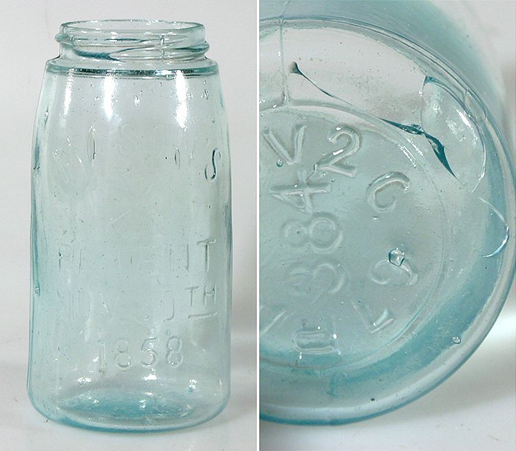 MASONS JAR, PATENT NOVEMBER 30TH 1858