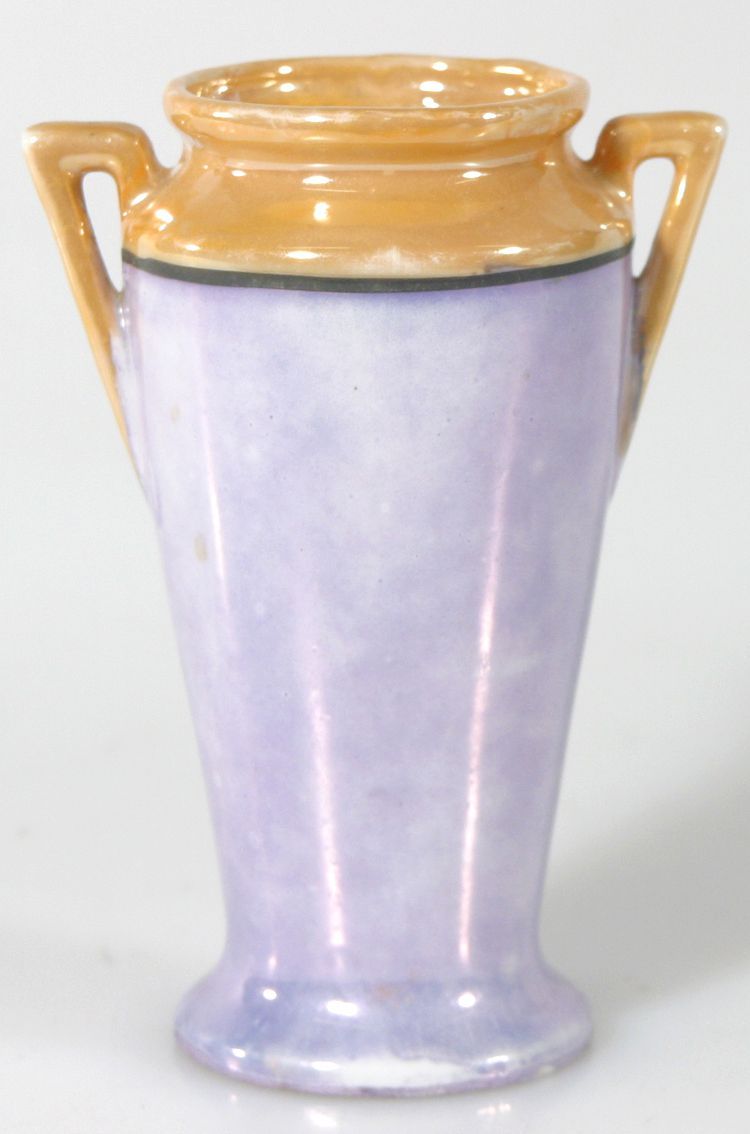 MINI VASE, HAND PAINTED, PURPLE AND ORANGE WITH METALLIC FINISH