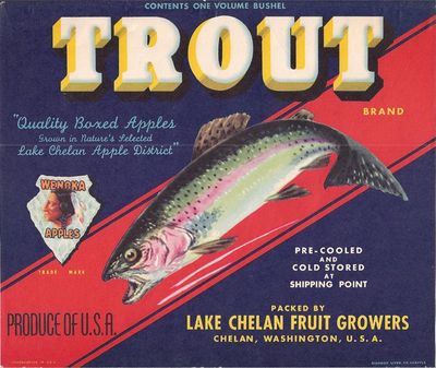 REPRODUCTION OF TROUT BRAND BOX LABEL ADVERTISING, VINTAGE
