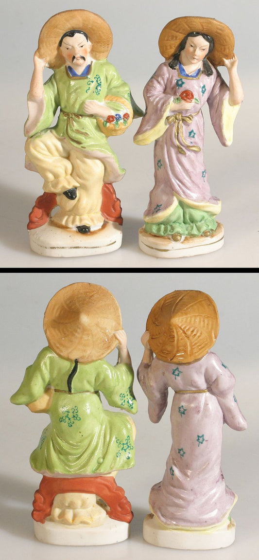 PORCELAIN FIGURINES, MAN AND WOMEN, MADE IN OCCUPIED JAPAN, SET OF 2
