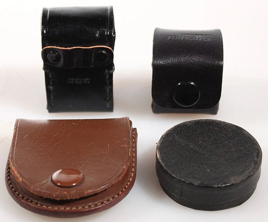 VINTAGE CAMERA ACCESSORY CASES SET OF 4 LEATHER 1940'S-1950'S